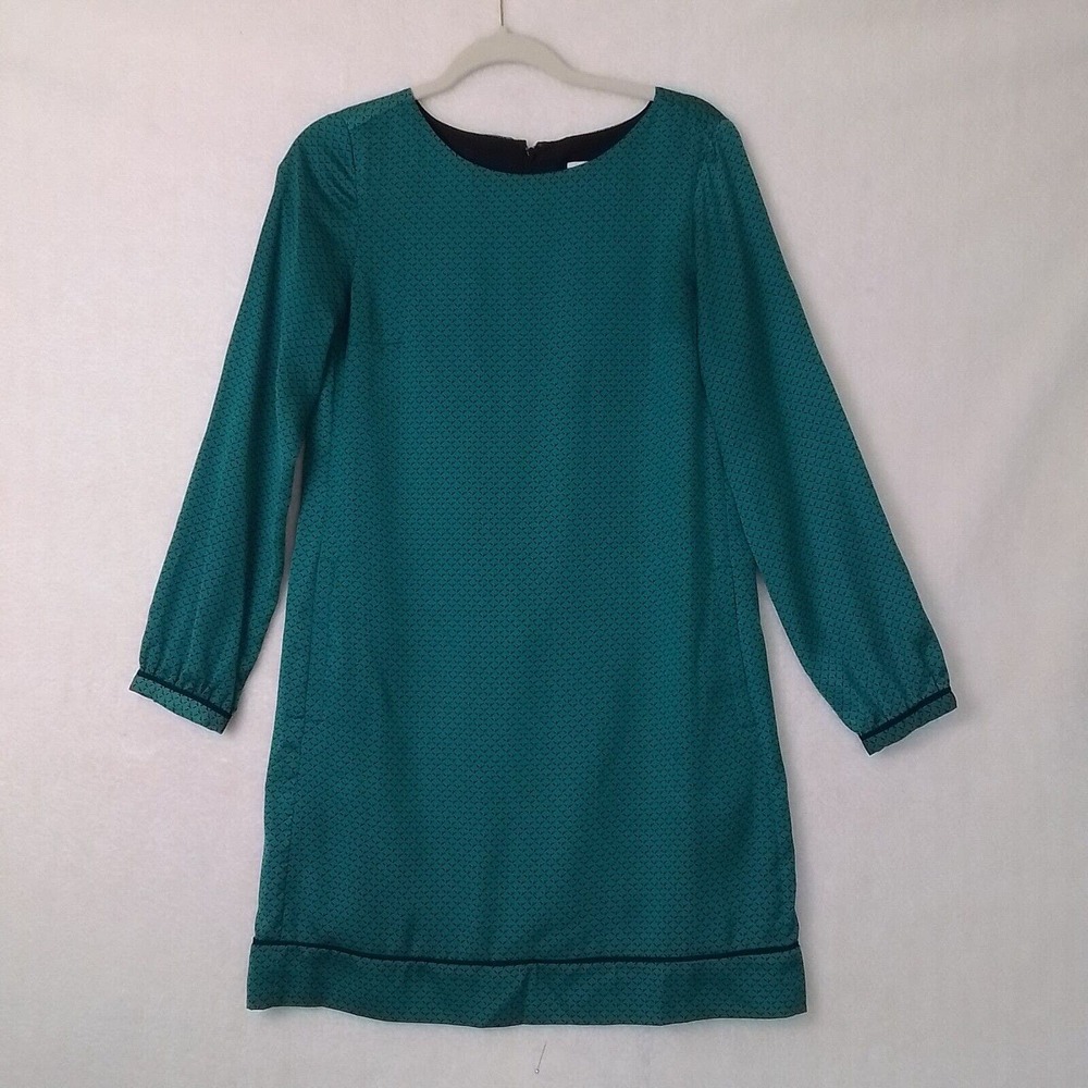 LOFT Silky Blouson Dress Size 4 Straight Fit in Green‎ and Black